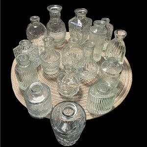 Set of 16  small glass vases for centerpieces, vintage home table decorati